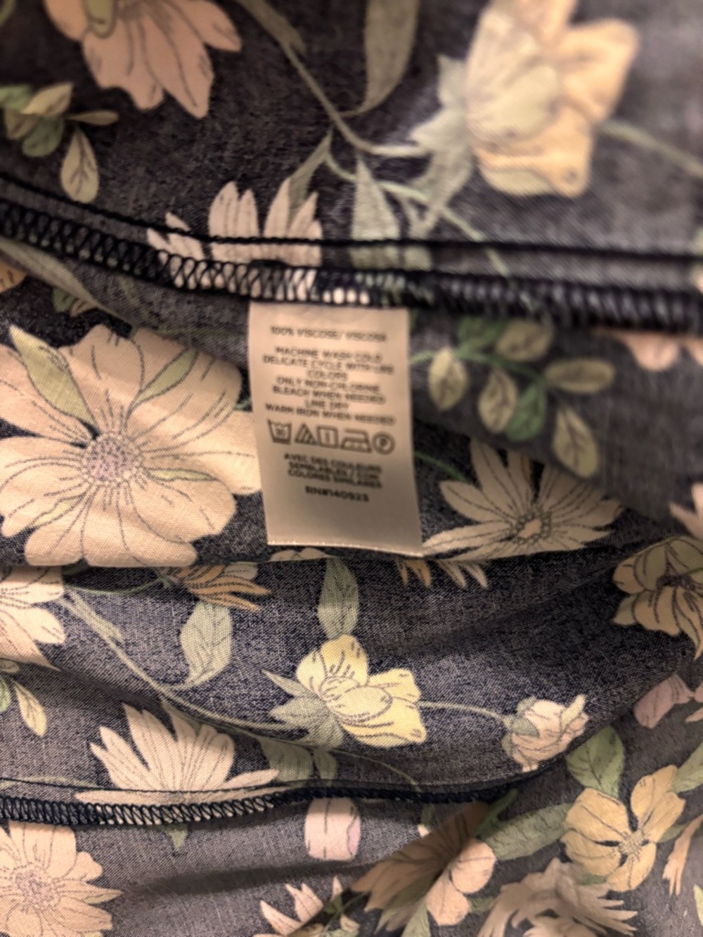 LOFT Petites Navy Floral Button-Front Dress with Pink and Yellow Blooms NWT - Picture 7 of 7